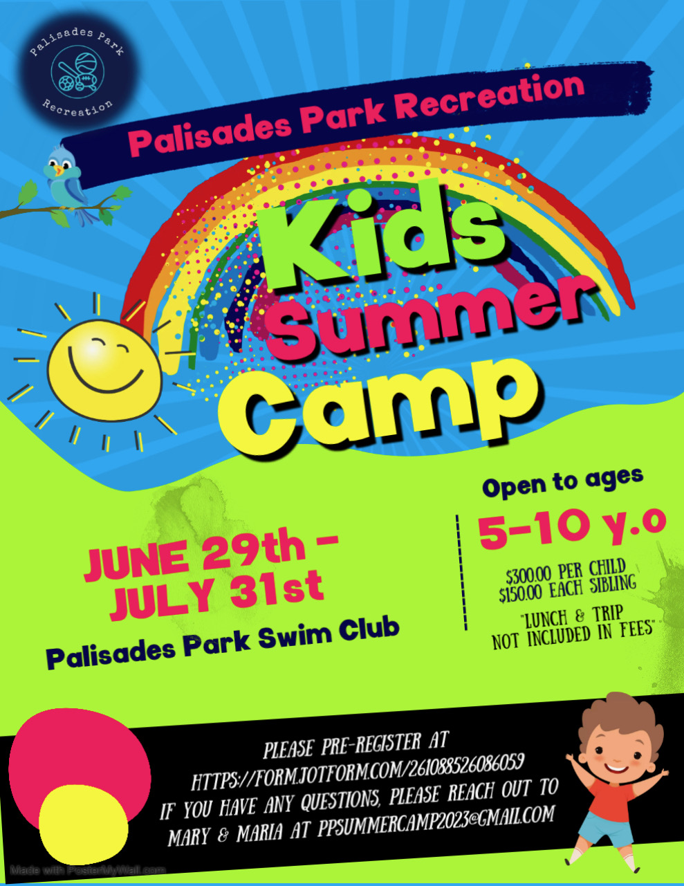 Kids Summer Camp 2026 Flyer – Palisades Park Recreation