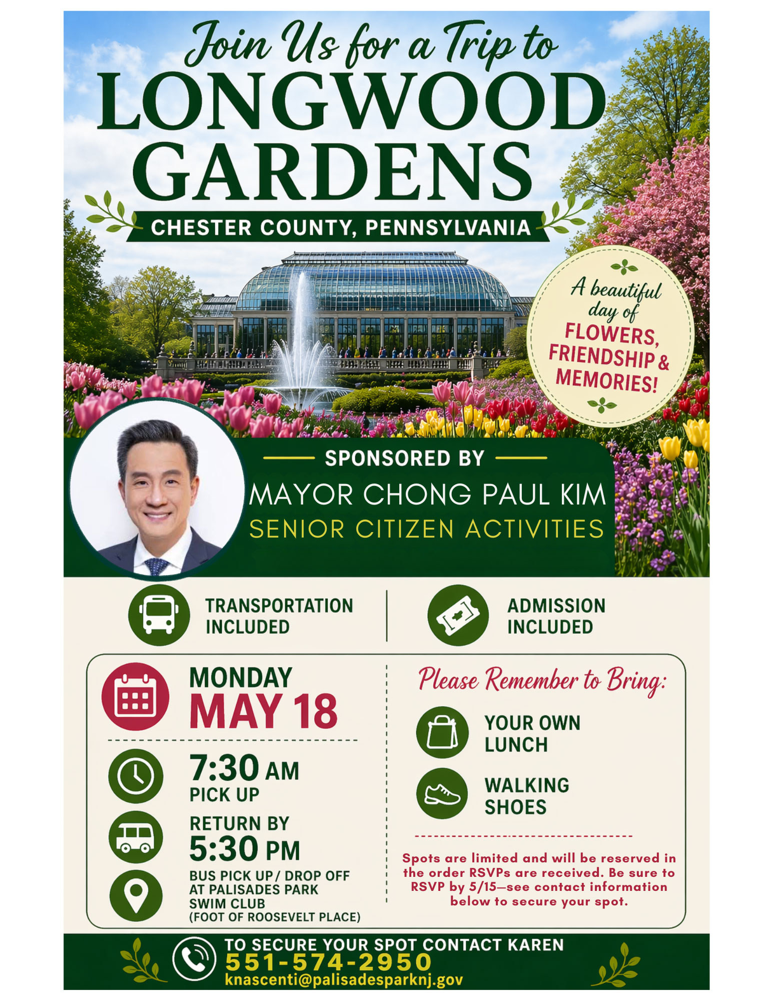 Longwood Gardens Trip Flyer – Palisades Park