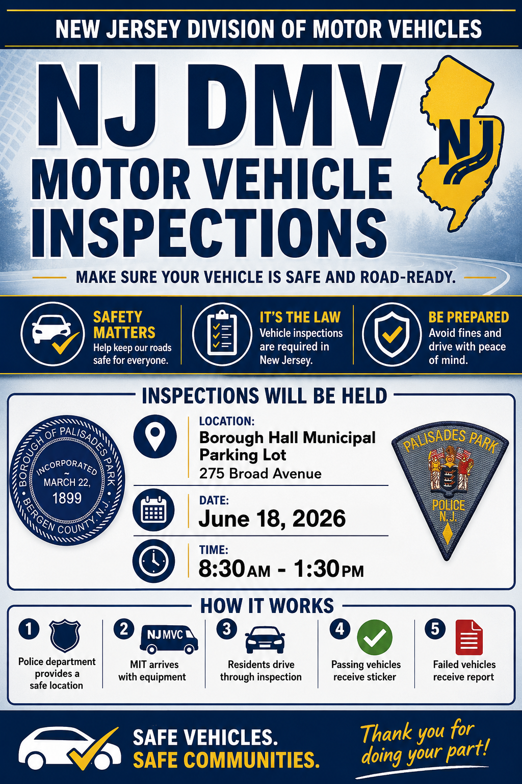 NJ DMV Motor Vehicle Inspections — June 18, 2026 Flyer