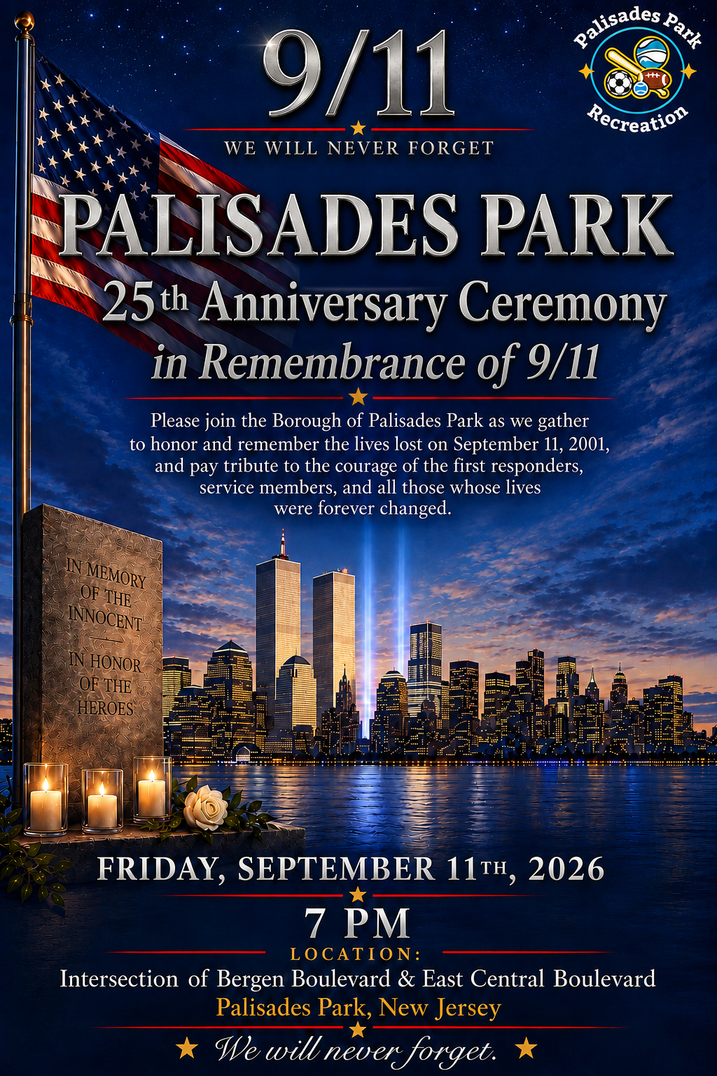 9/11 25th Anniversary Ceremony Palisades Park