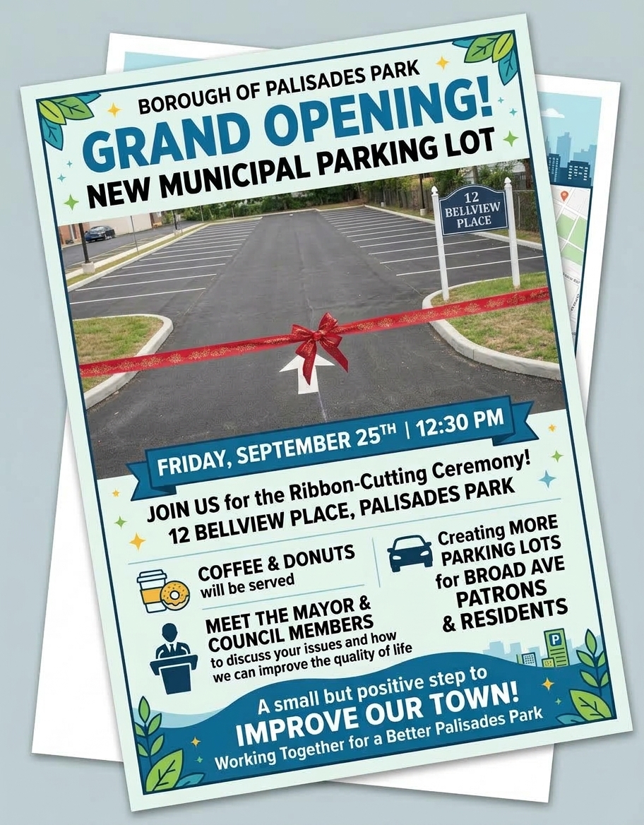 Grand Opening New Municipal Parking Lot 12 Bellview Place Palisades Park
