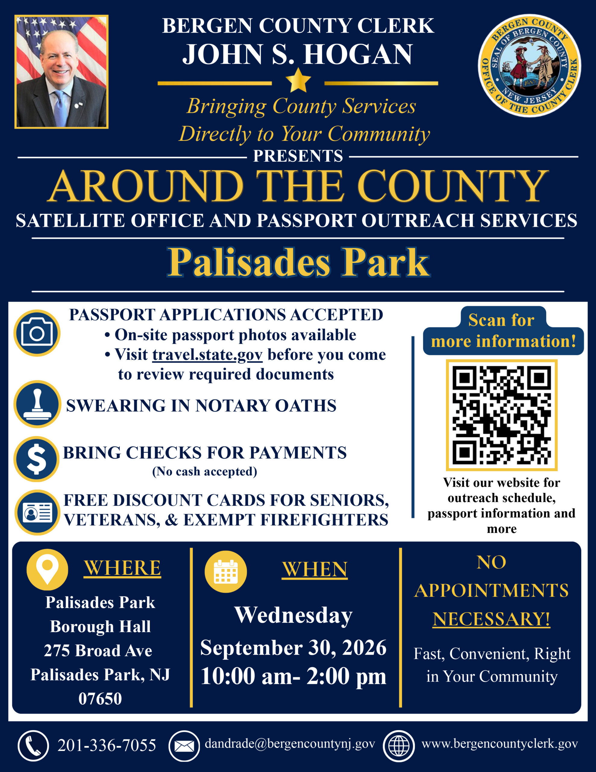 Bergen County Clerk John Hogan Satellite Office Palisades Park